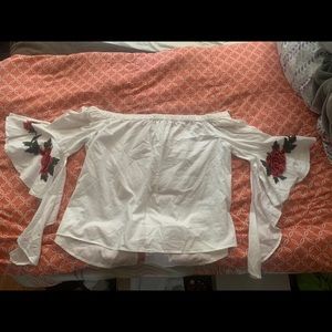 Off Shoulder Rose Detail Blouse